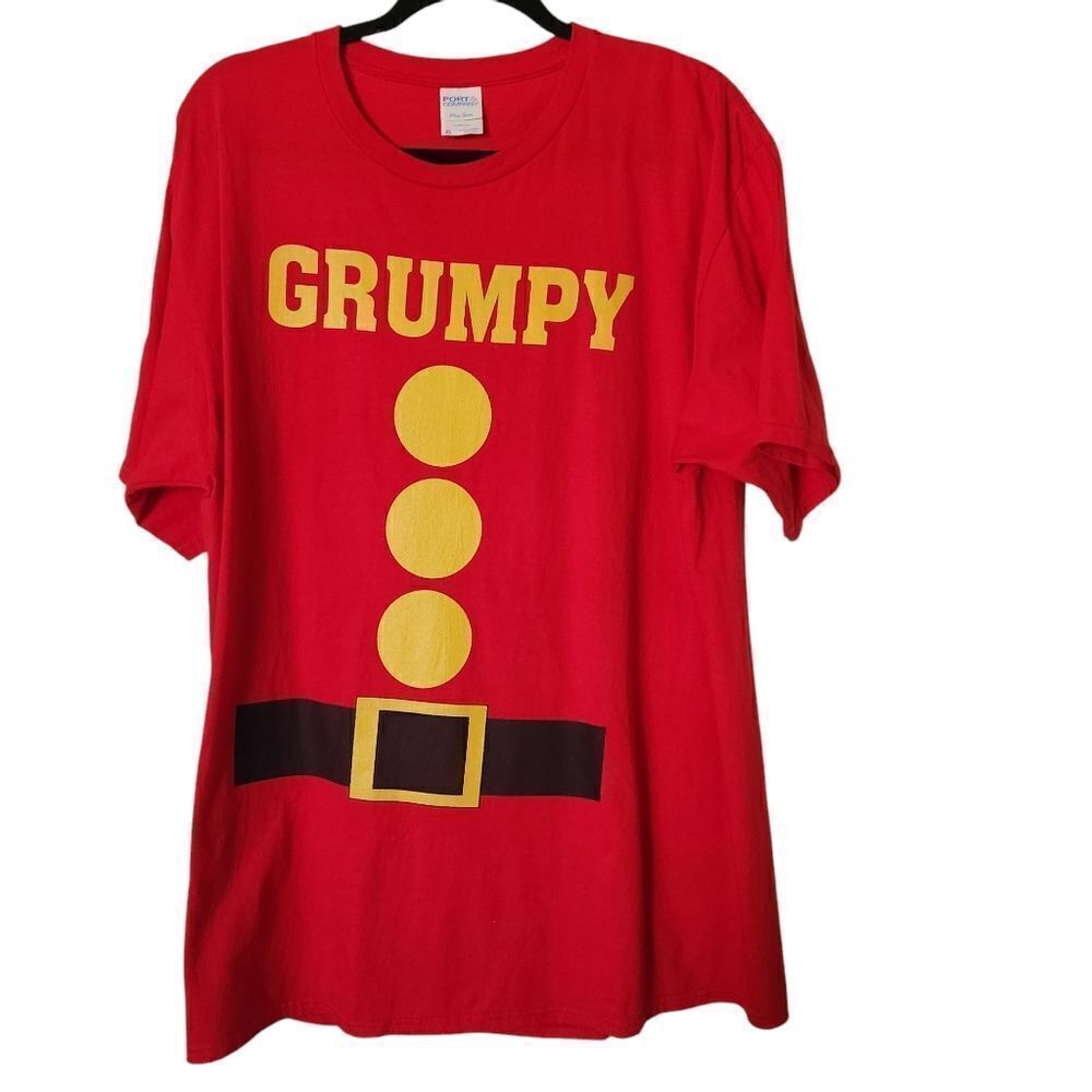Port and Company Unisex Red Short Sleeve Grumpy T-Shirt Size XL